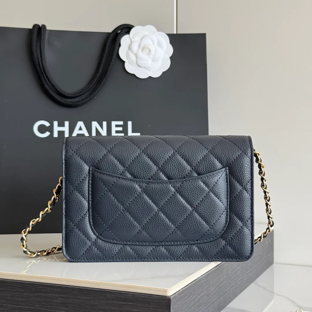 Chanel Calfskin Quilted Clutch in Black · view 3