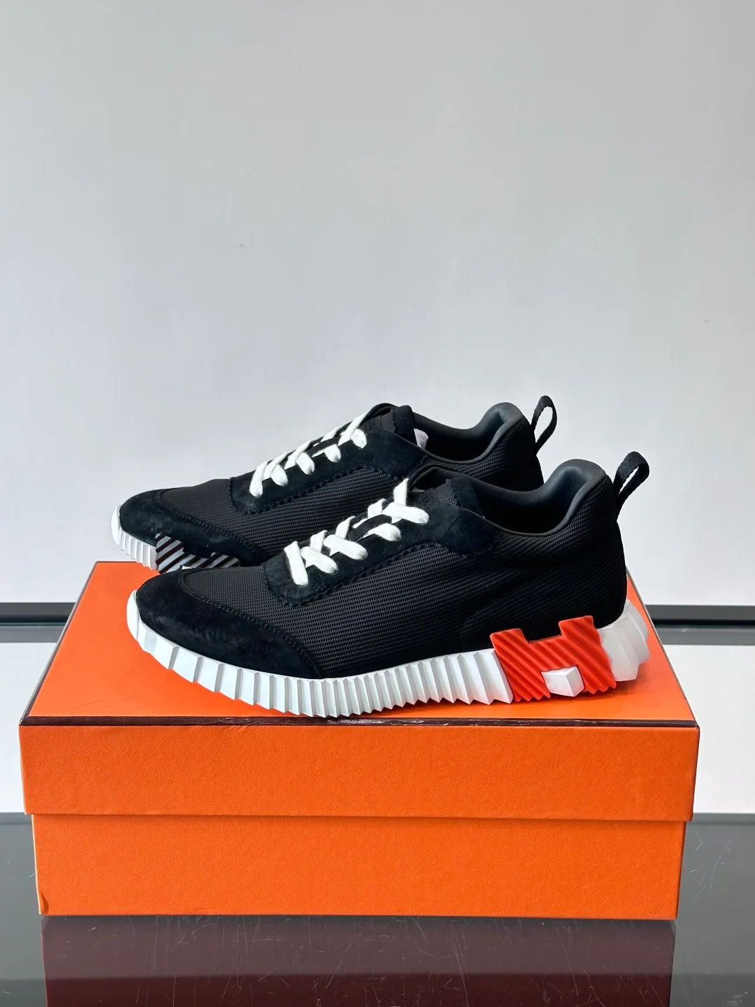 Hermes Striped Sneakers in Black · view 3