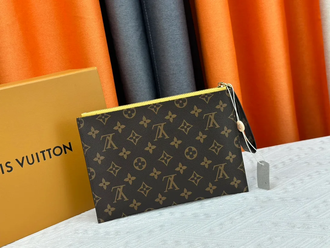 Louis Vuitton Calfskin Wristlet Pouch in Brown · view 3