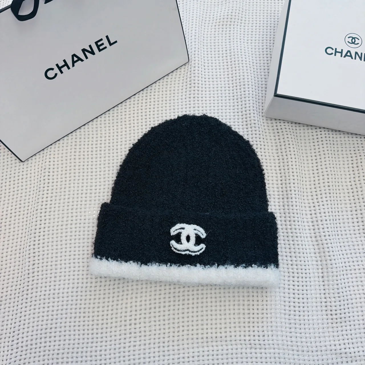 Chanel Beanie in White & Black · view 2
