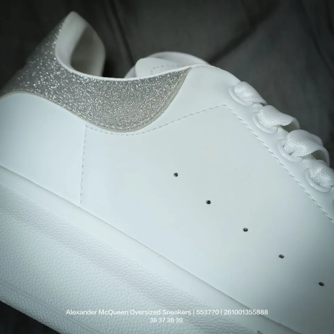 Alexander McQueen Lambskin Glossy Sneakers in White · view 7