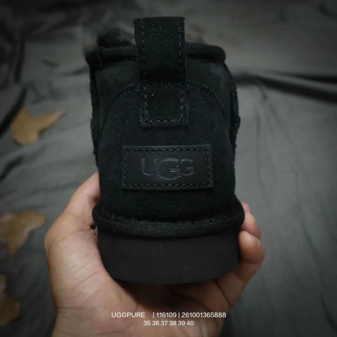 UGG Wool Suede-Look Round-Toe Ankle Boots in Black · view 5