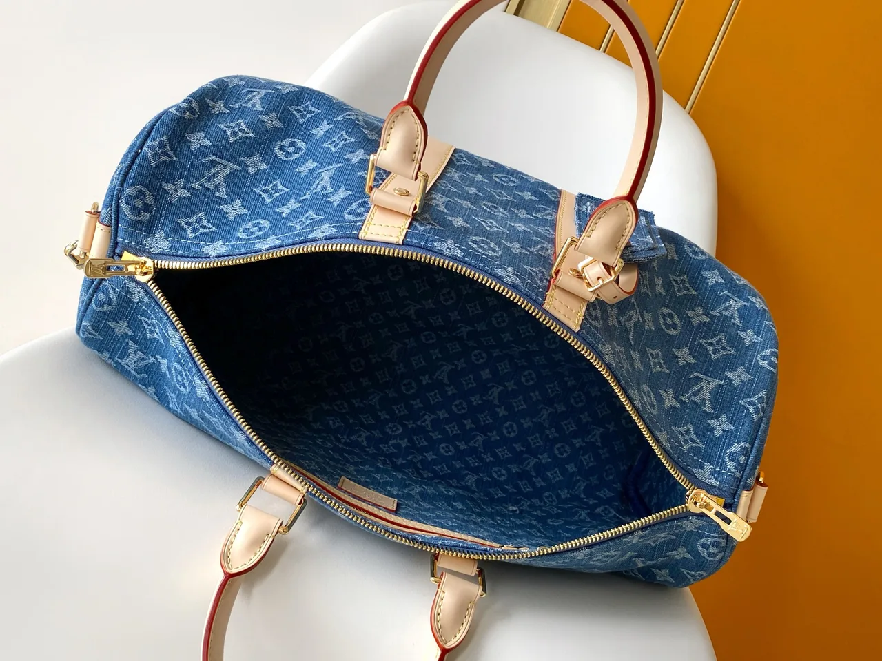 Louis Vuitton Cowhide Keepall 45 Travel Bag in Blue · view 8