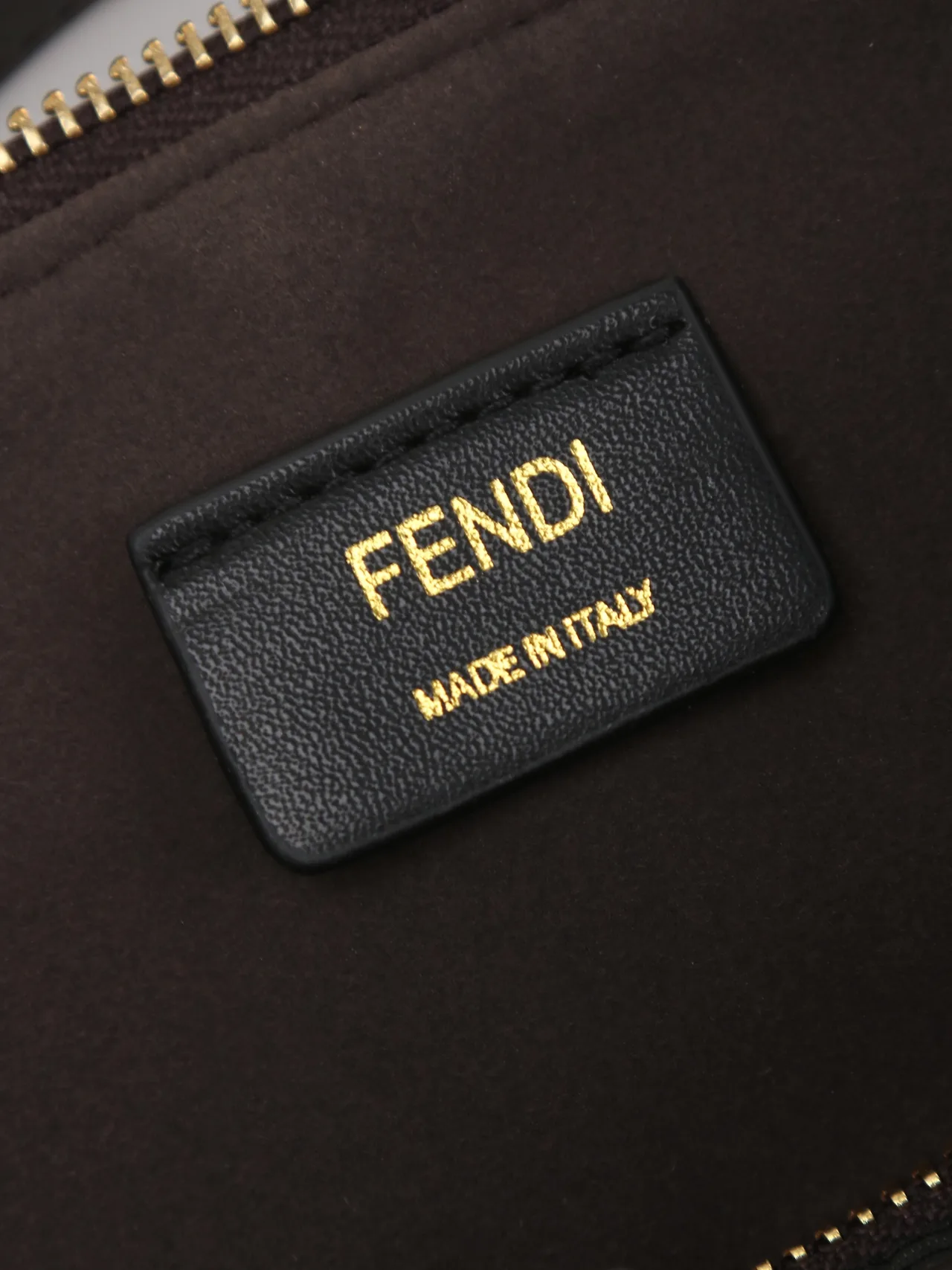Fendi Calfskin FF-Monogram Top-Handle Zip Satchel in Brown · view 8