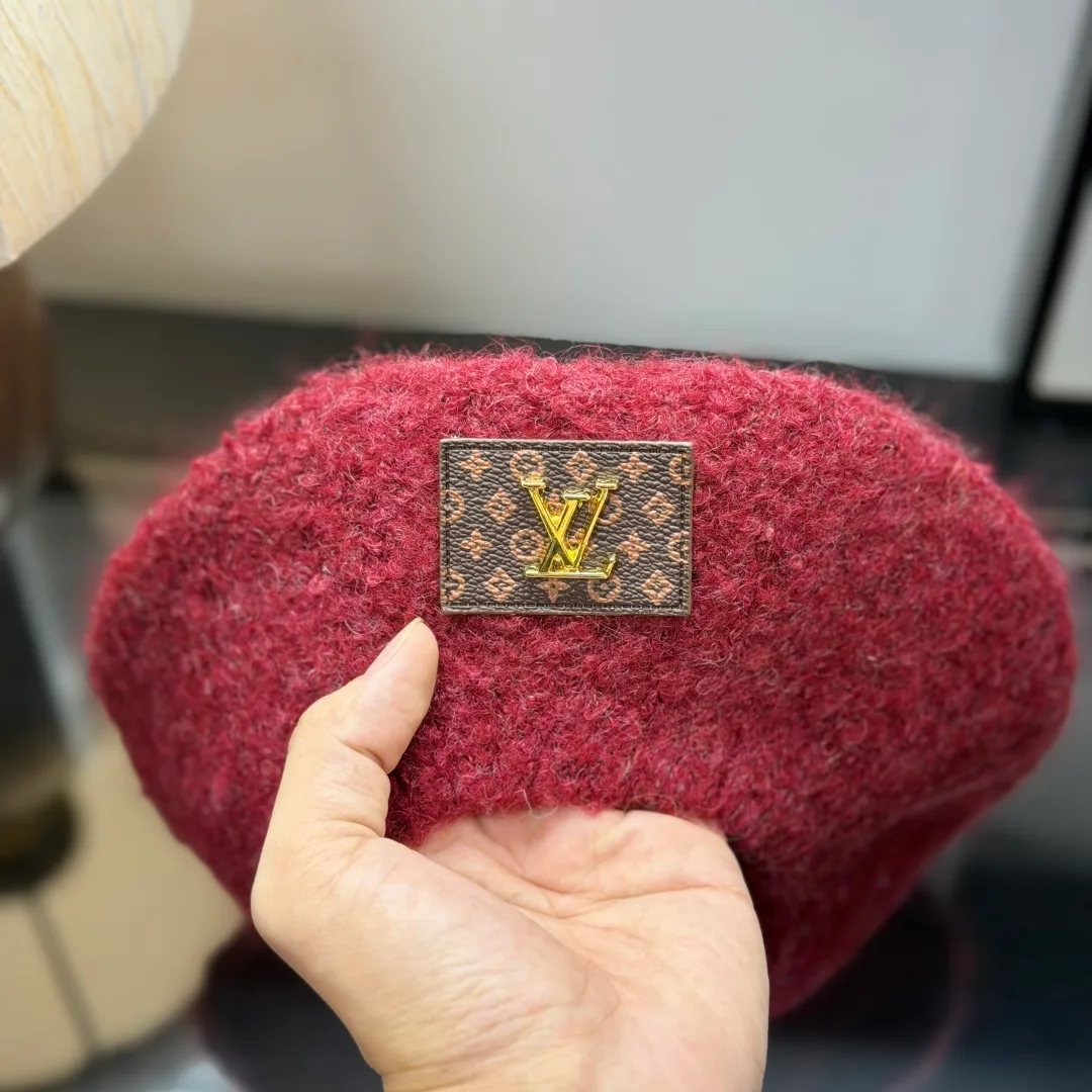 Louis Vuitton Wool Hat Scarf and Gloves Set in Red · view 8