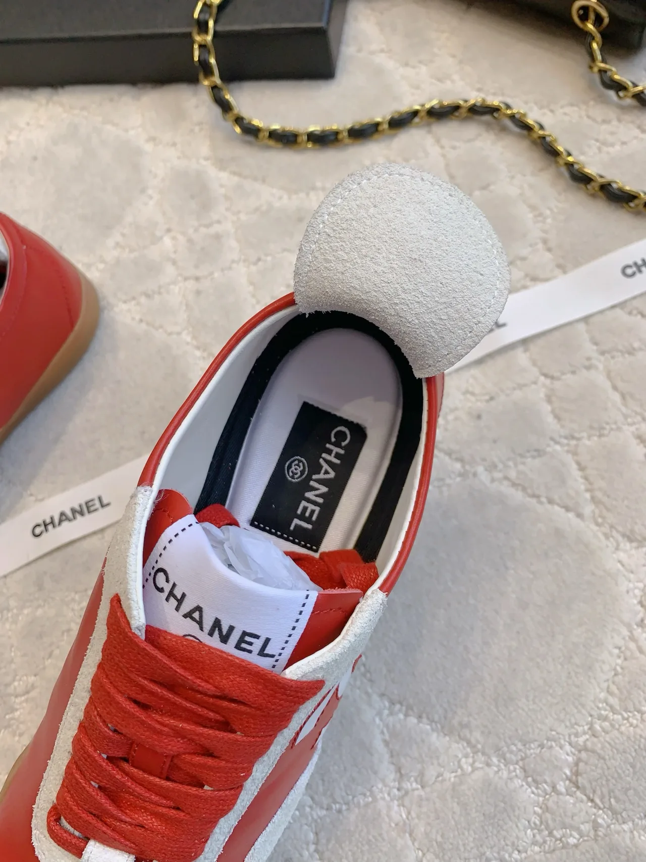 Chanel Calfskin Sneakers in Red · view 8
