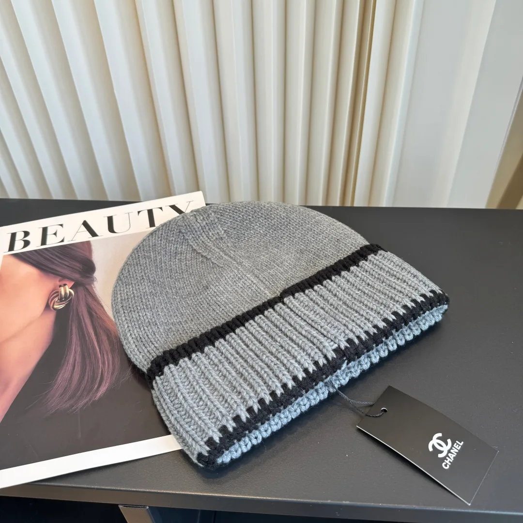 Chanel Ribbed Beanie in Grey · view 7