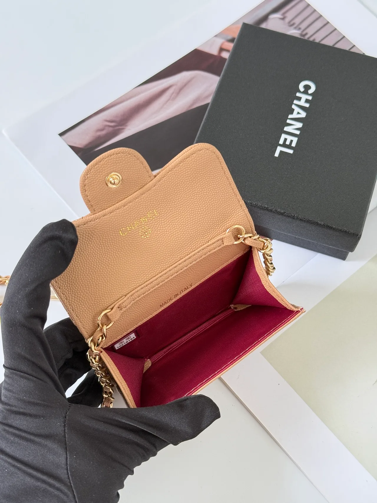 Chanel Quilted Wallet in Tan · view 6