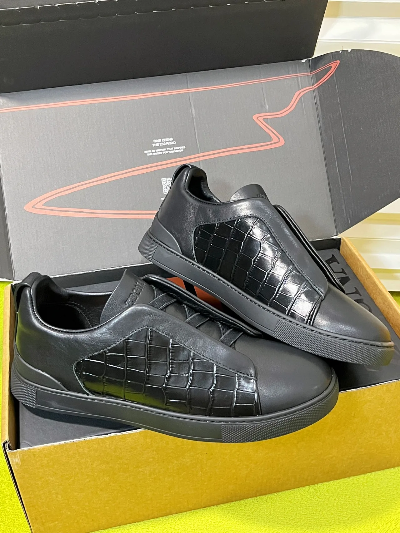 Zegna Triple Stitch Sneakers in Black · view 5