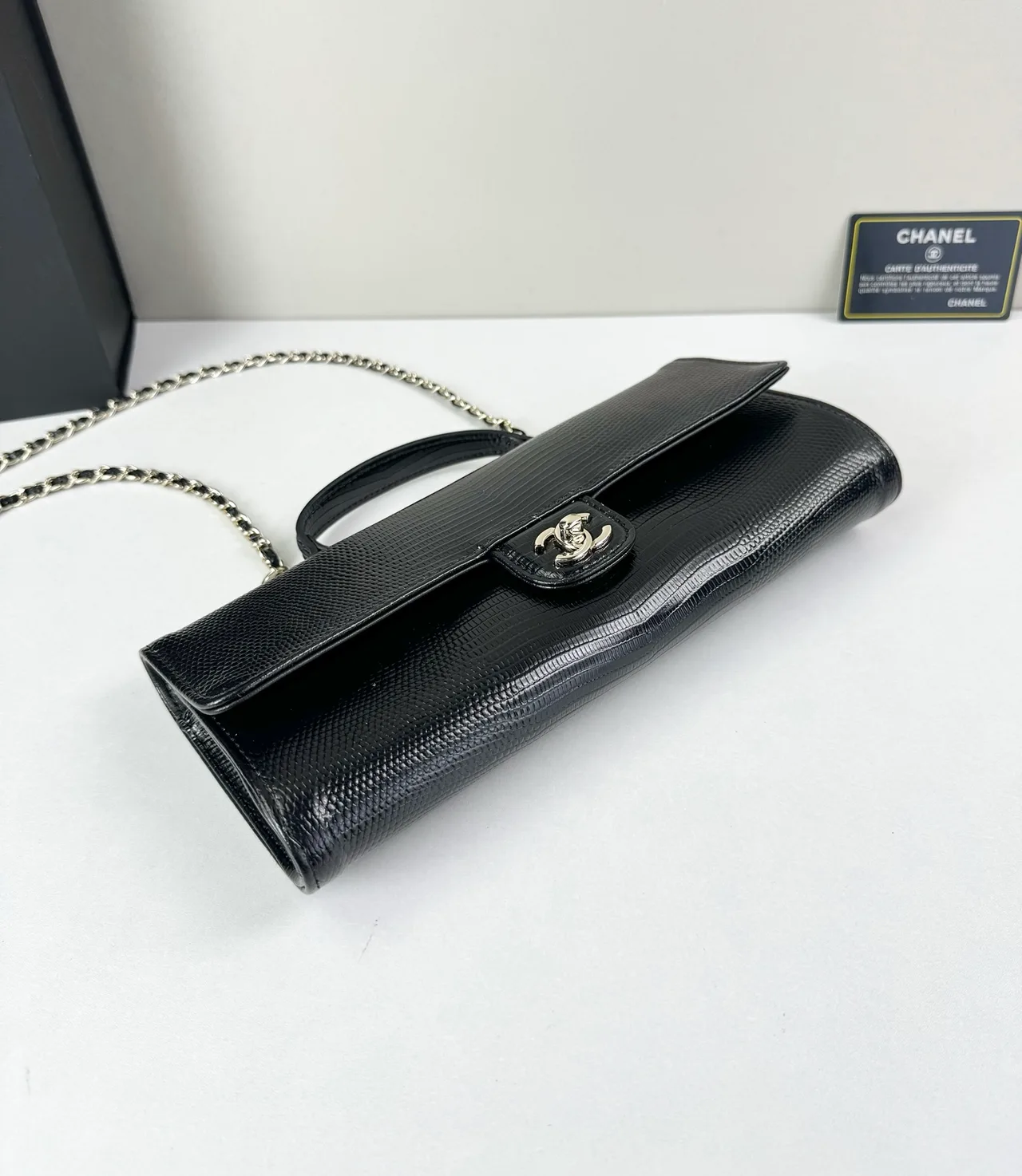 Chanel Baguette Top-Handle Clutch in Black · view 4