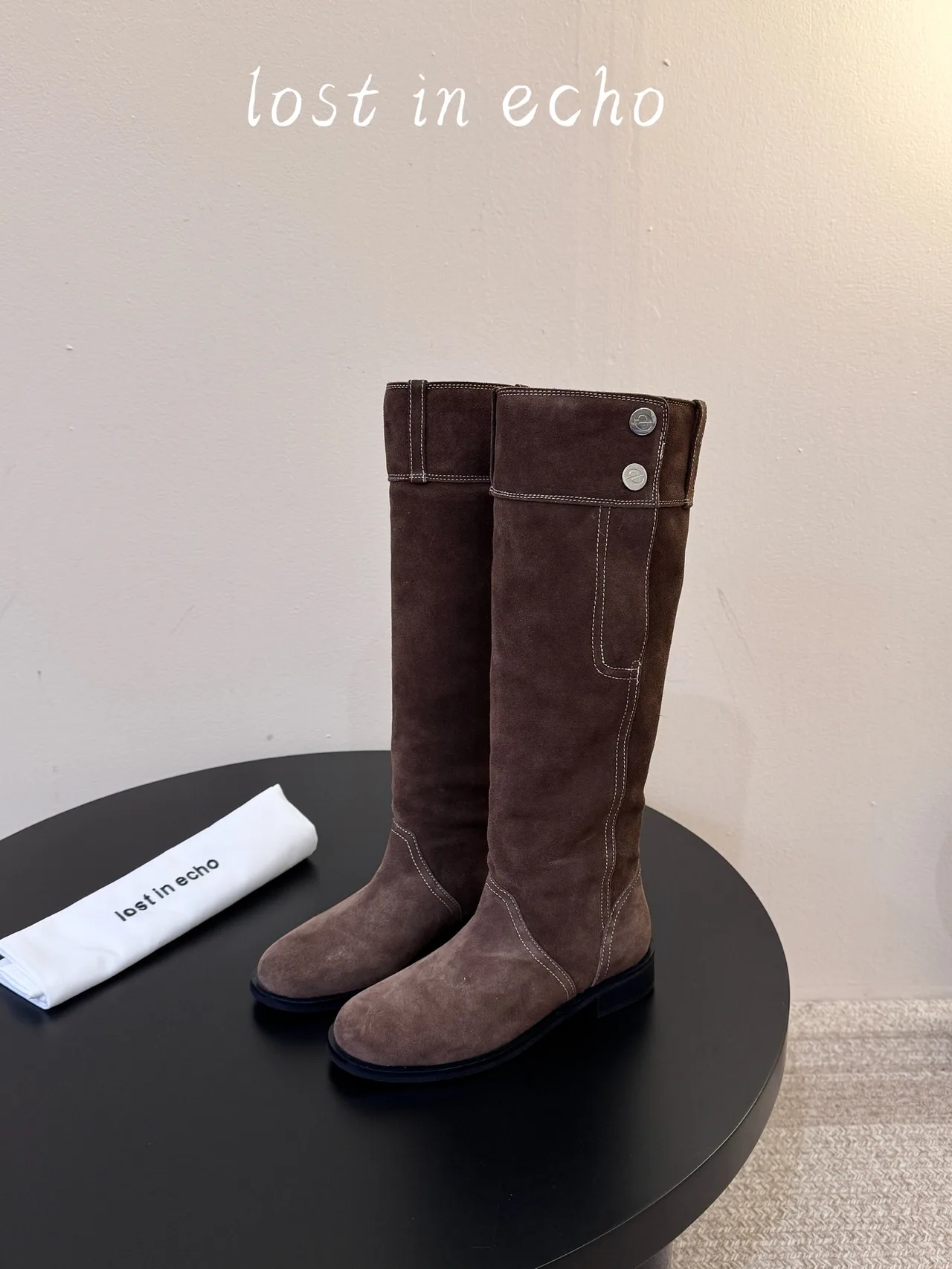 Lost in Echo Suede-Look Knee-High Boots in Brown · view 5