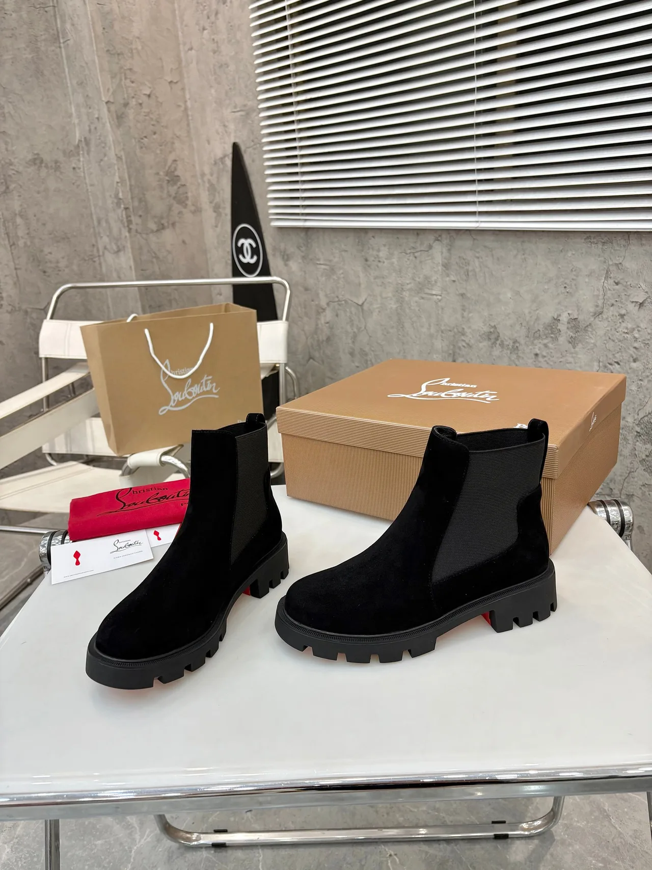 Christian Louboutin Chelsea Boots in Black & Brown & Grey · view 5