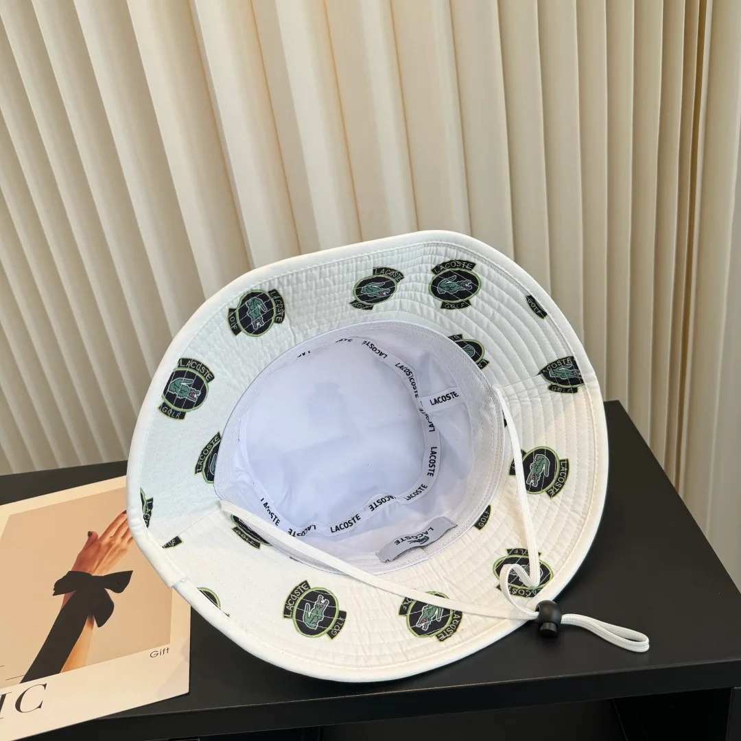 Lacoste Golf-Pattern Bucket Hat in White · view 8