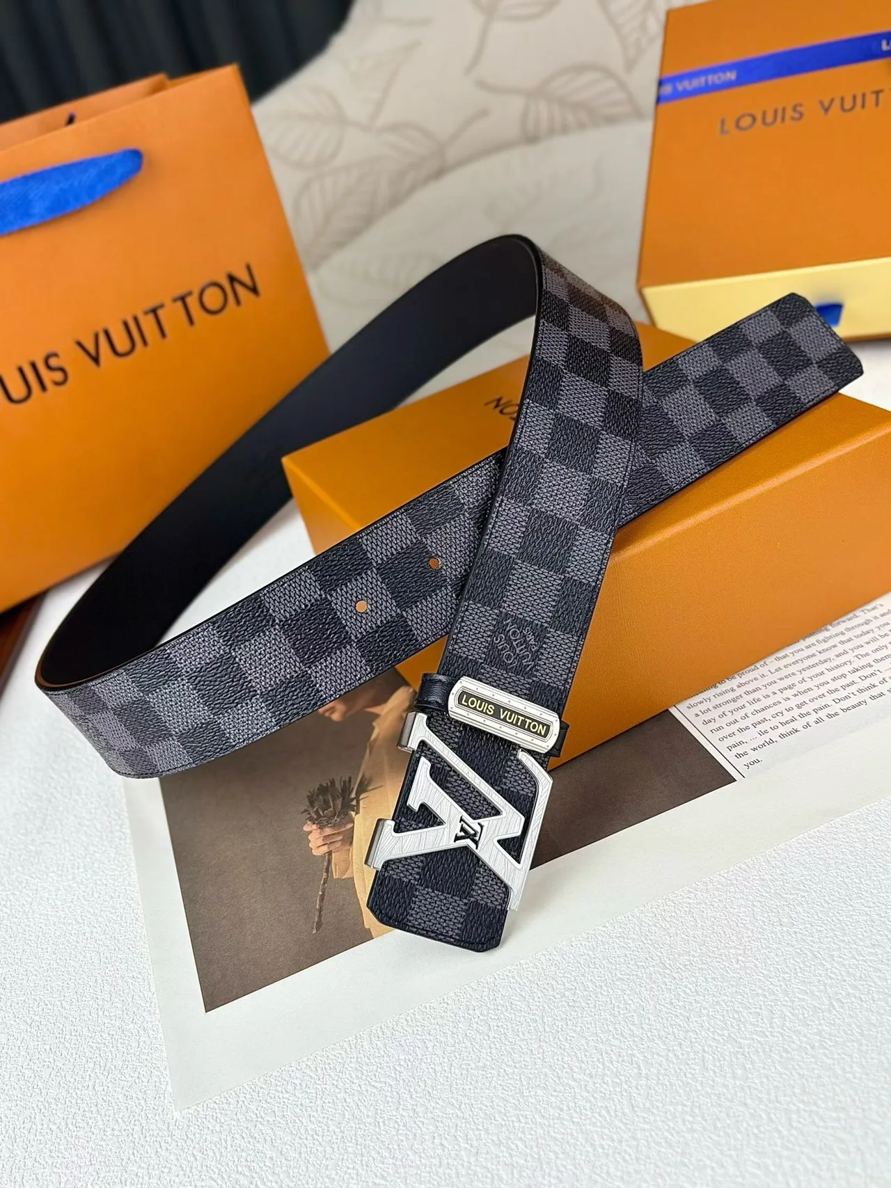 Louis Vuitton Damier LV buckle belt in Grey · view 6