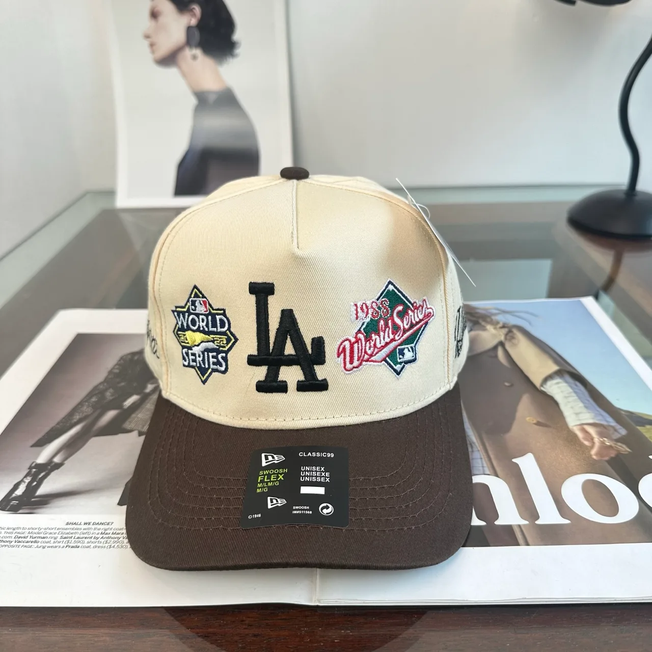 New Era Embroidered Baseball Cap in Beige · view 1