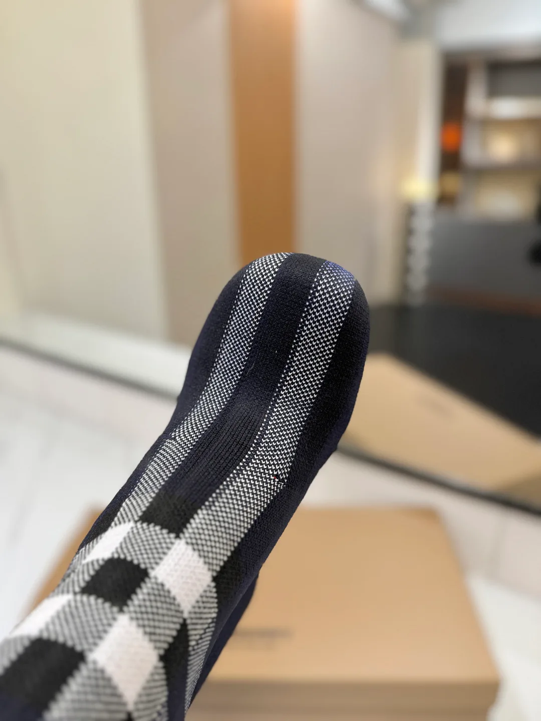 Burberry Ribbed Check Knee-High Boots in Blue · view 8