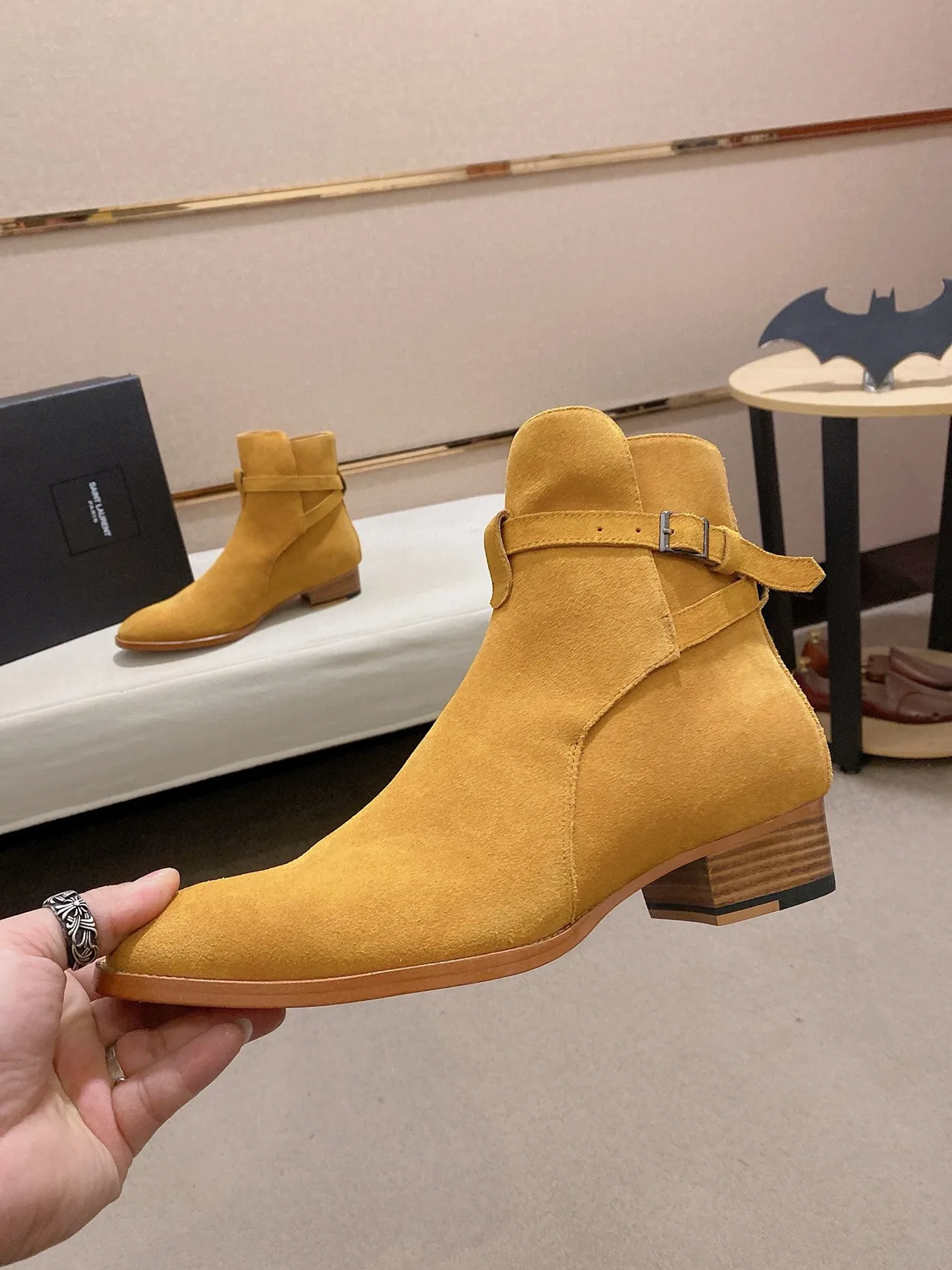 Saint Laurent Cowhide Boots in Yellow · view 3