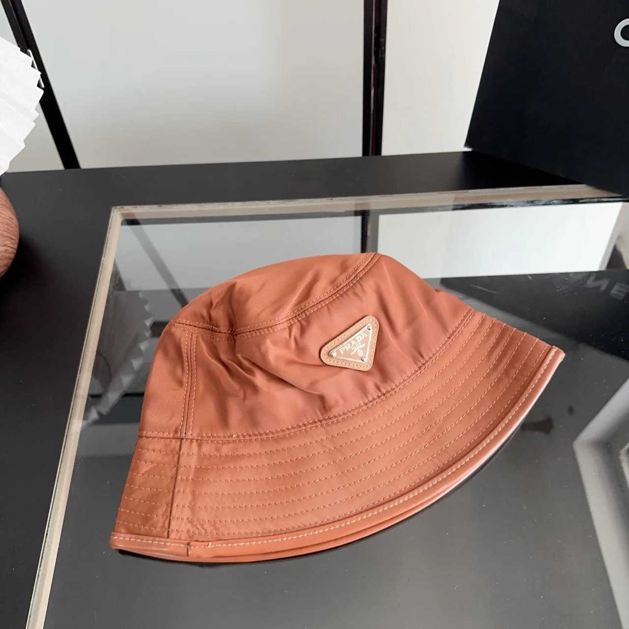 Prada Bucket Hat in Orange · view 5