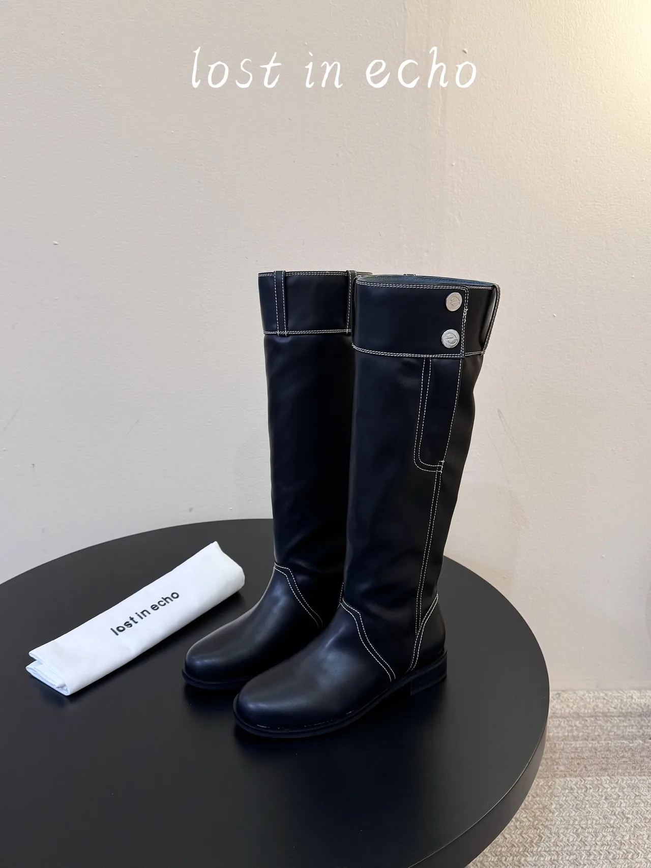 Lost in Echo Knee-High Boots in Black & Brown · view 4