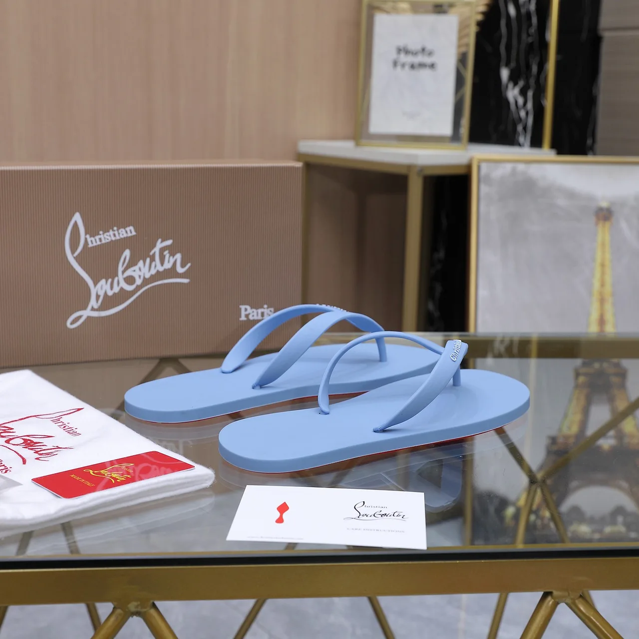 Christian Louboutin Smooth Flip-Flops in Blue · view 4