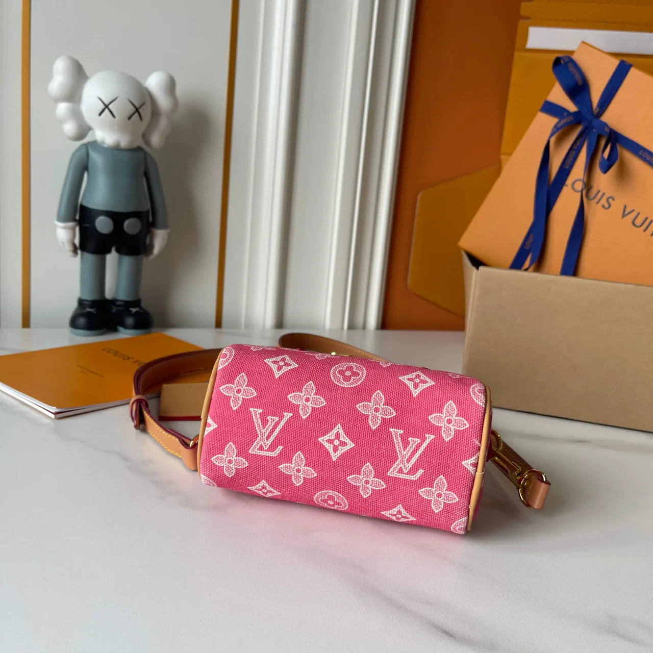 Louis Vuitton Cowhide Canvas Top-Handle Bag in Pink · view 5