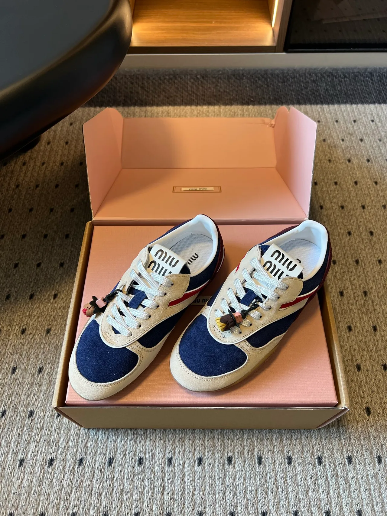 Miu Miu Round-Toe Sneakers in Blue · view 2