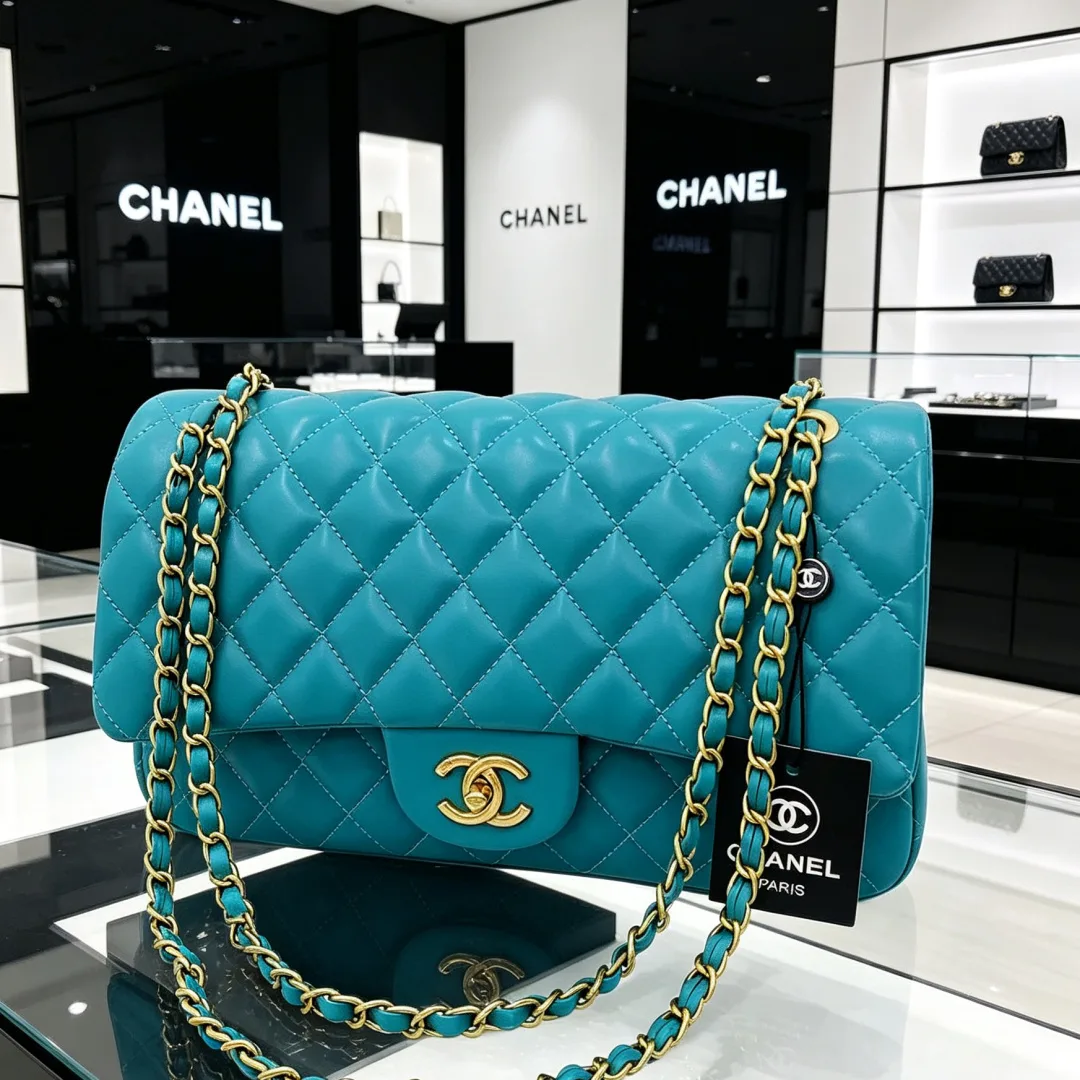 Chanel Quilted Flap Bag in Pink / Beige / Red / Blue / Black / White / Green · view 4