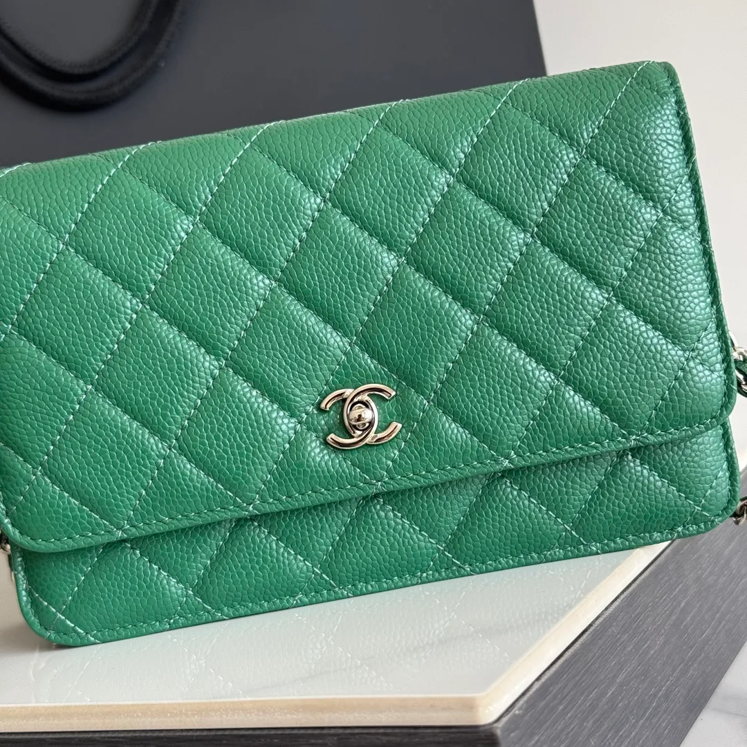 Chanel Calfskin Quilted Clutch in Green · view 6