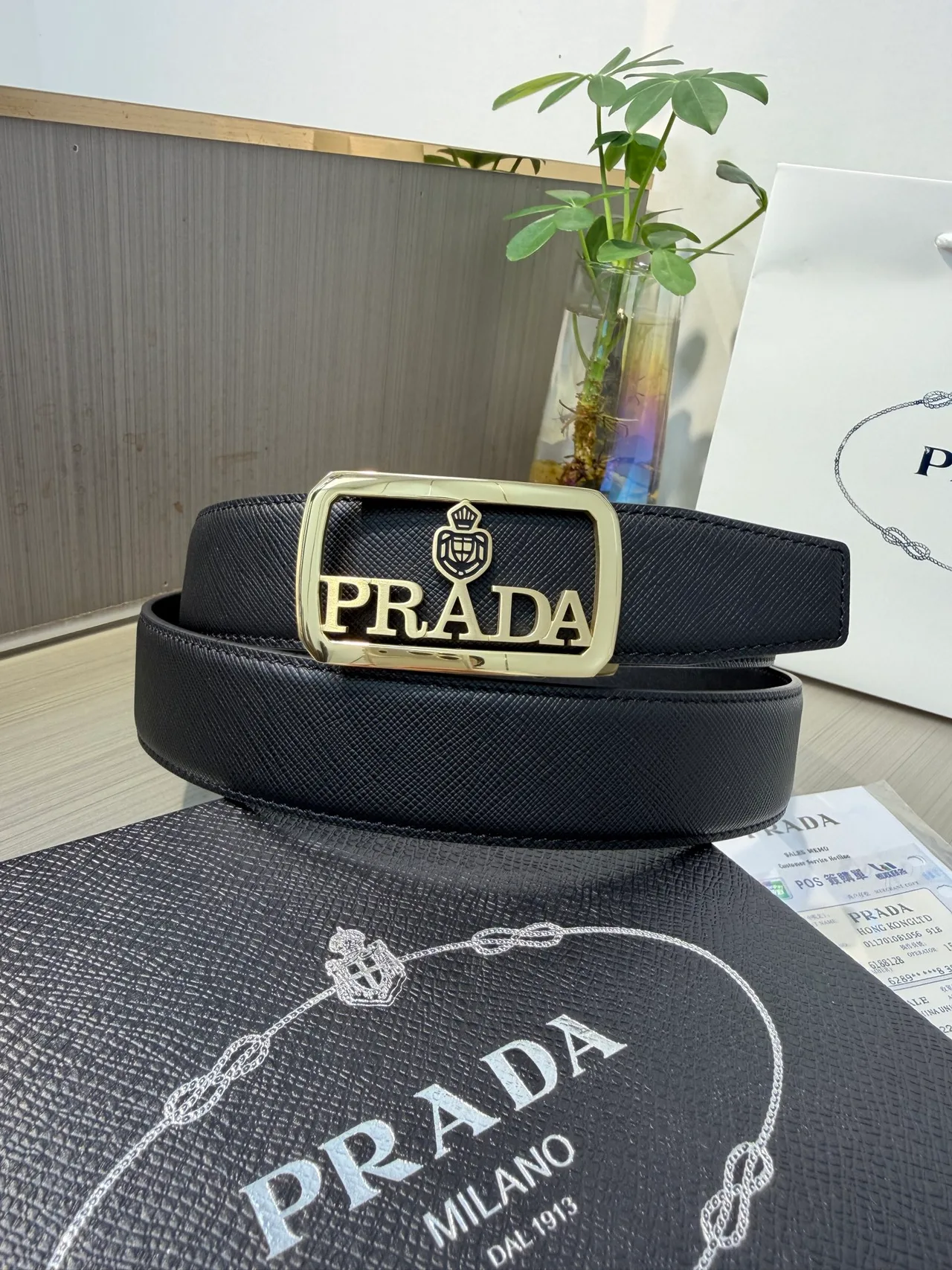 Prada Calfskin Belt in Black · view 1