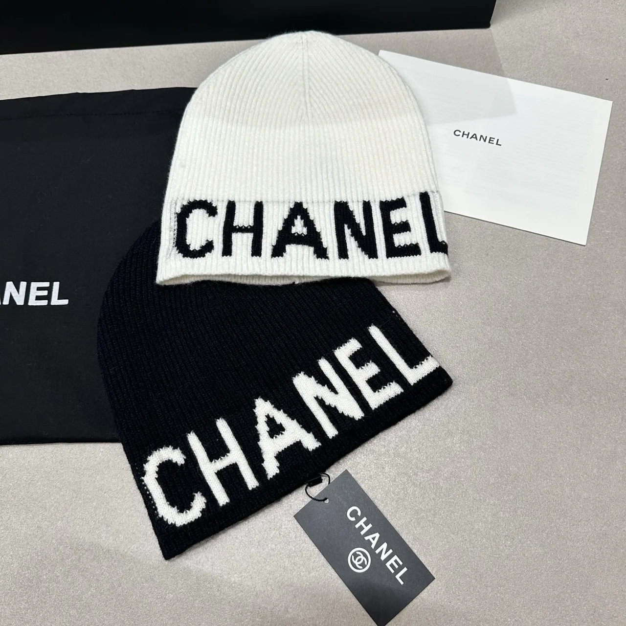 Chanel Letter Beanie in Black & White · view 8