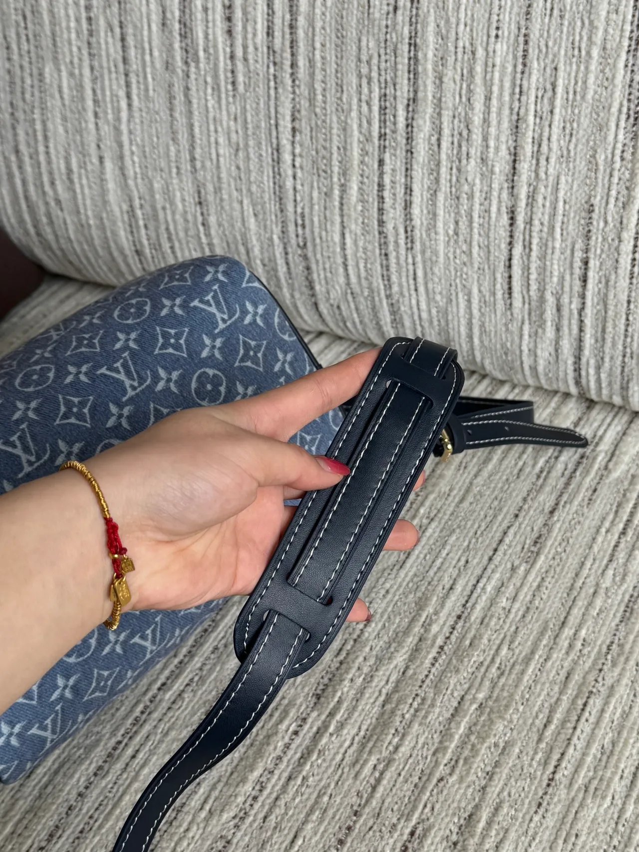 Louis Vuitton Canvas Monogram Top-Handle Bag in Blue · view 7