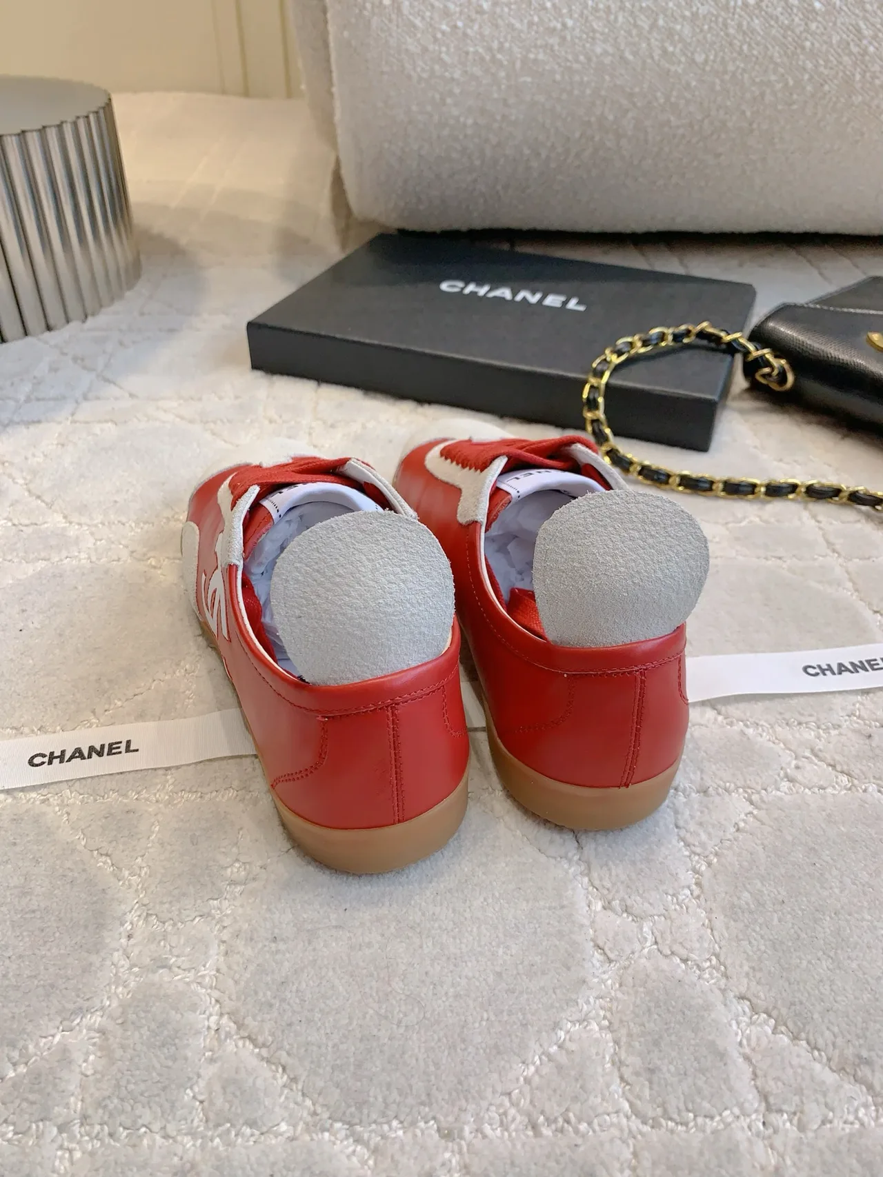 Chanel Calfskin Sneakers in Red · view 5