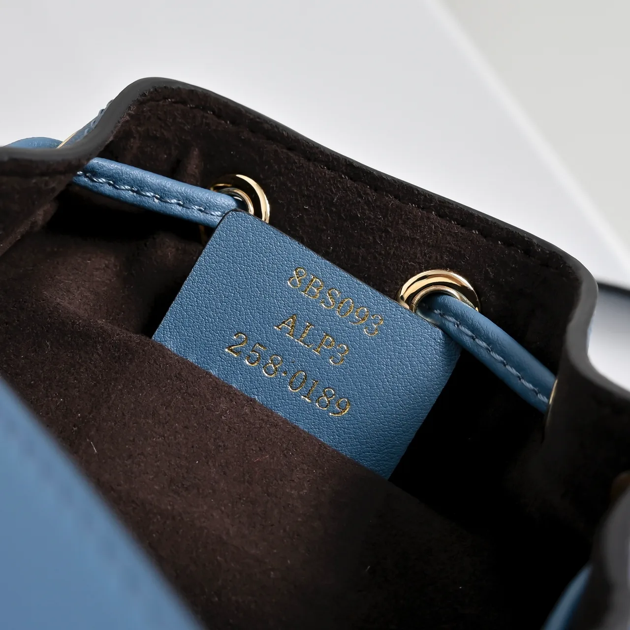 Fendi Calfskin Embroidered Bucket Bag in Blue · view 7