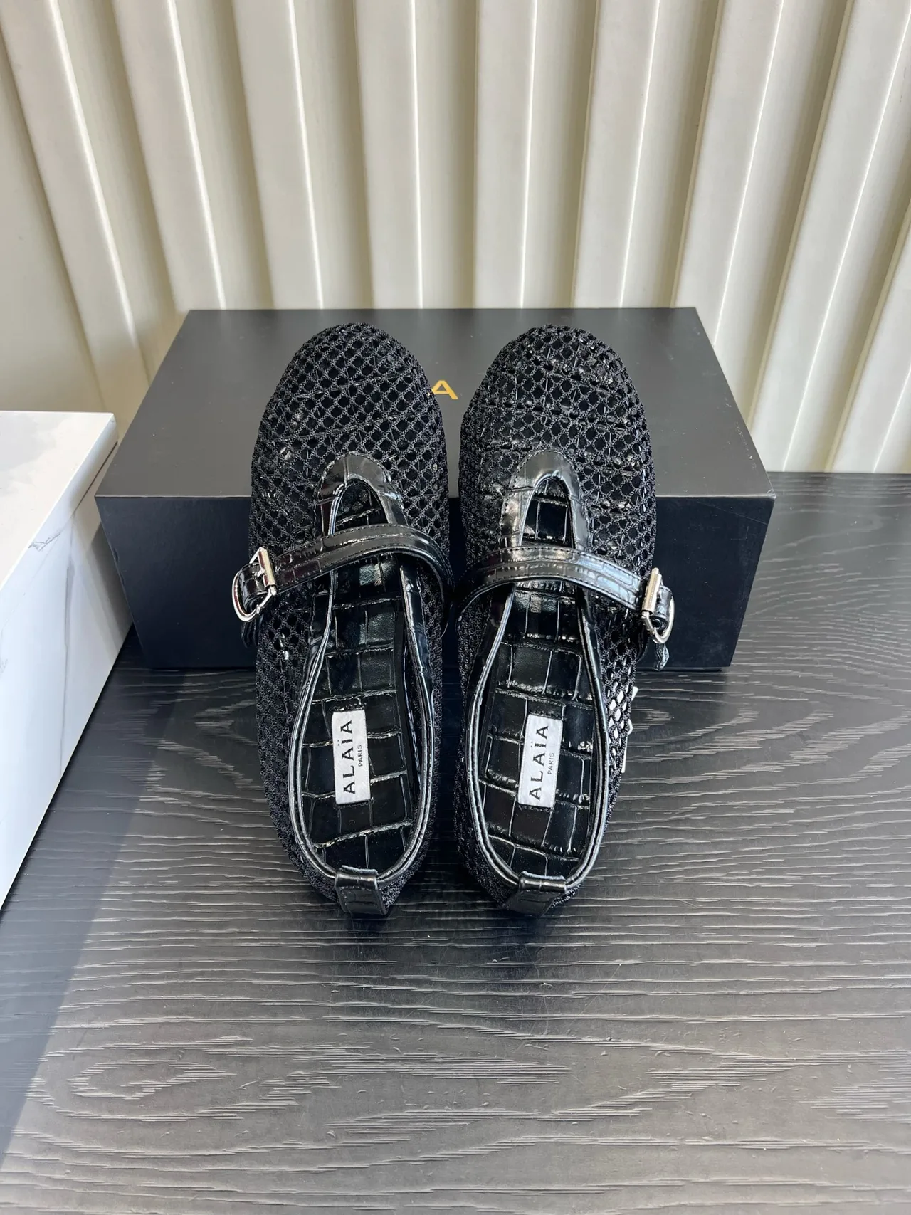 Alaia Sheepskin Ballet Flats in Black · view 4