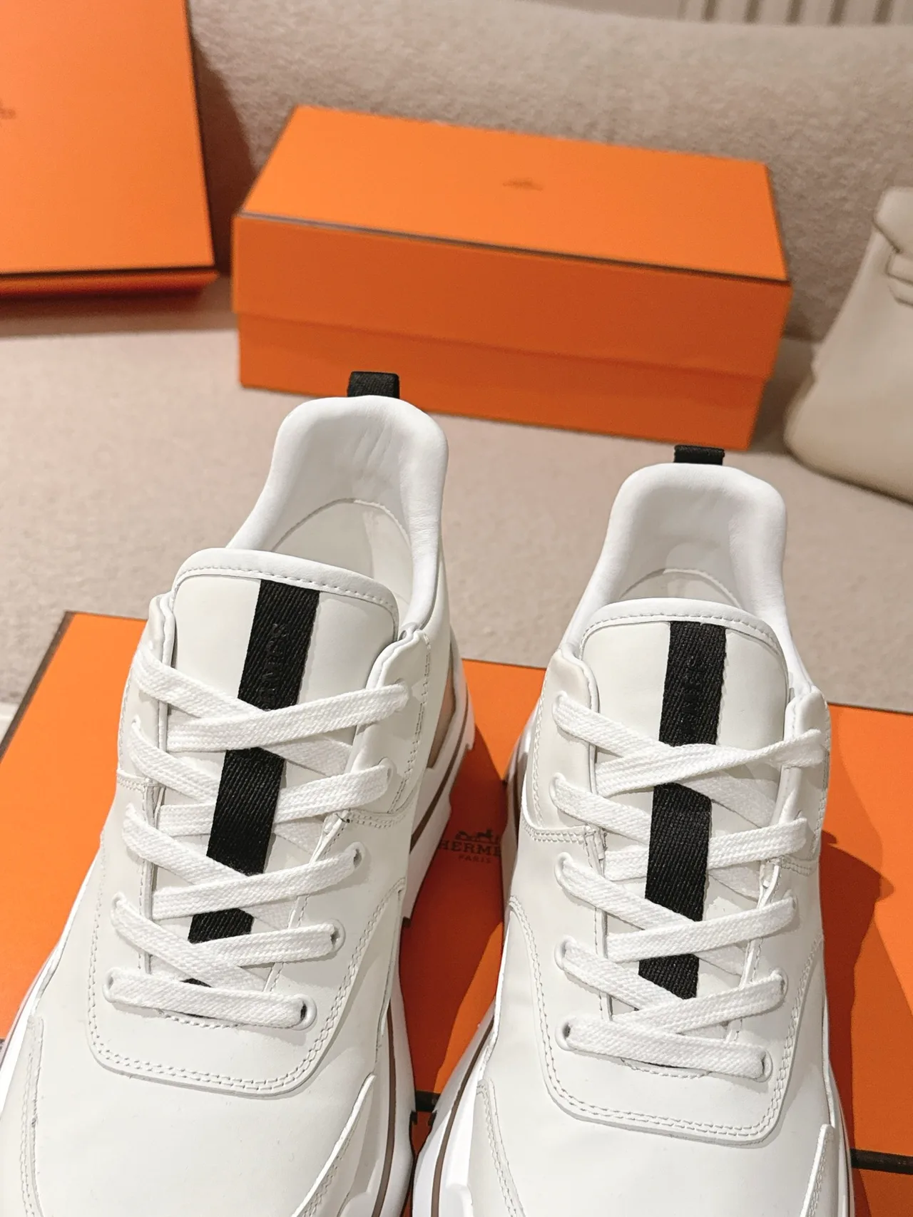 Hermes Calfskin Sneakers in White · view 6