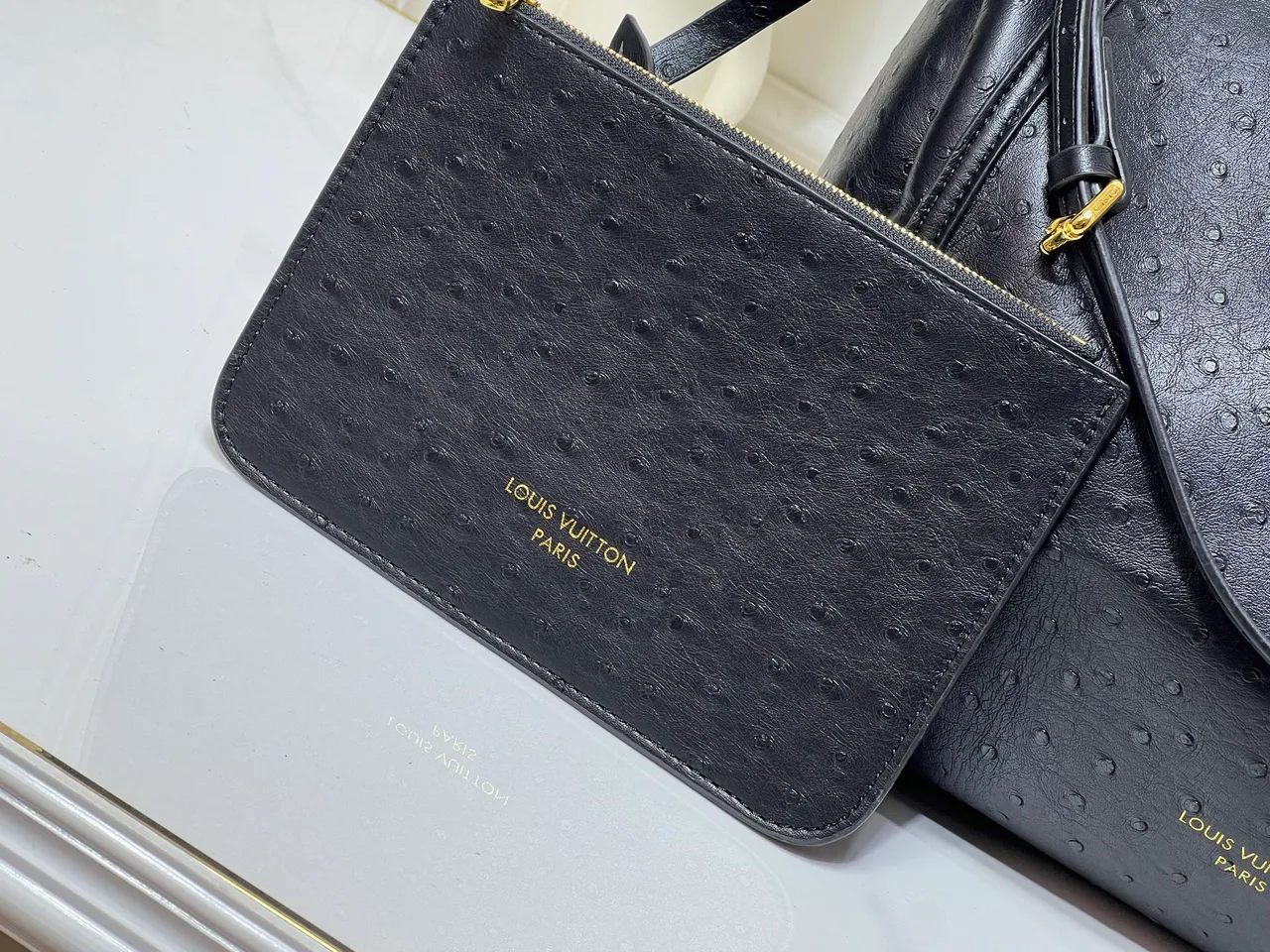 Louis Vuitton Cowhide Canvas Glossy Express Handbag with Pouch in Black · view 5