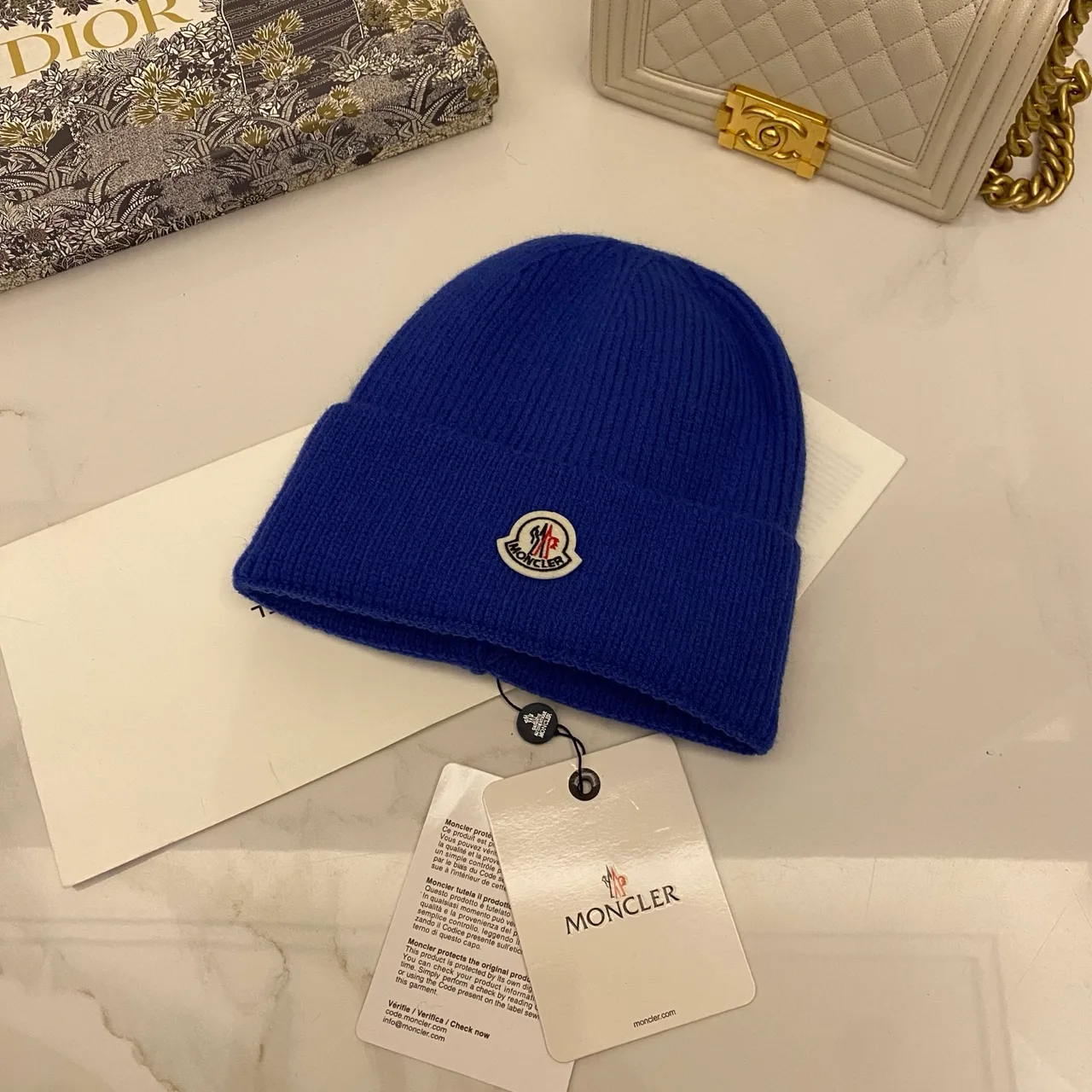 Moncler Beanie in Black & White & Tan & Grey & Red & Blue & Yellow & Orange & Pink & Cream · view 7
