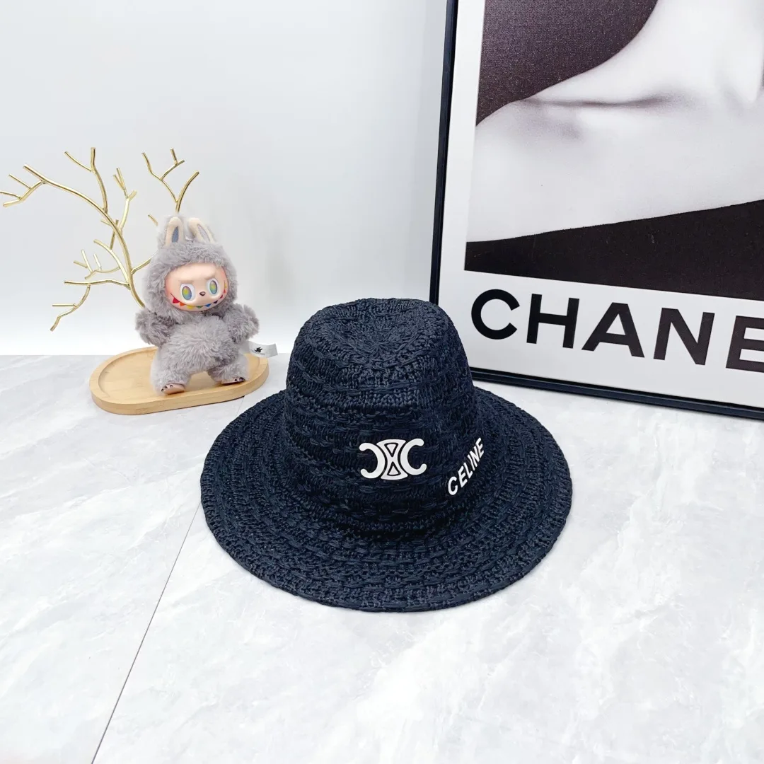 Celine Woven Embroidered Bucket Hat in Black · view 6
