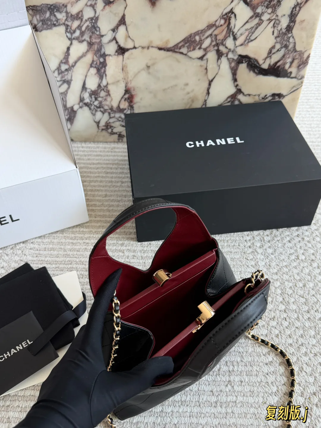 Chanel Quilted Glossy Crossbody Bag in Black · view 6