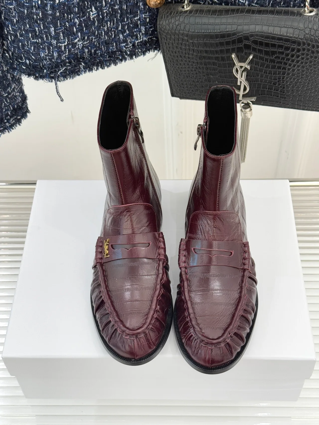 Saint Laurent Ankle Boots in Burgundy · view 1