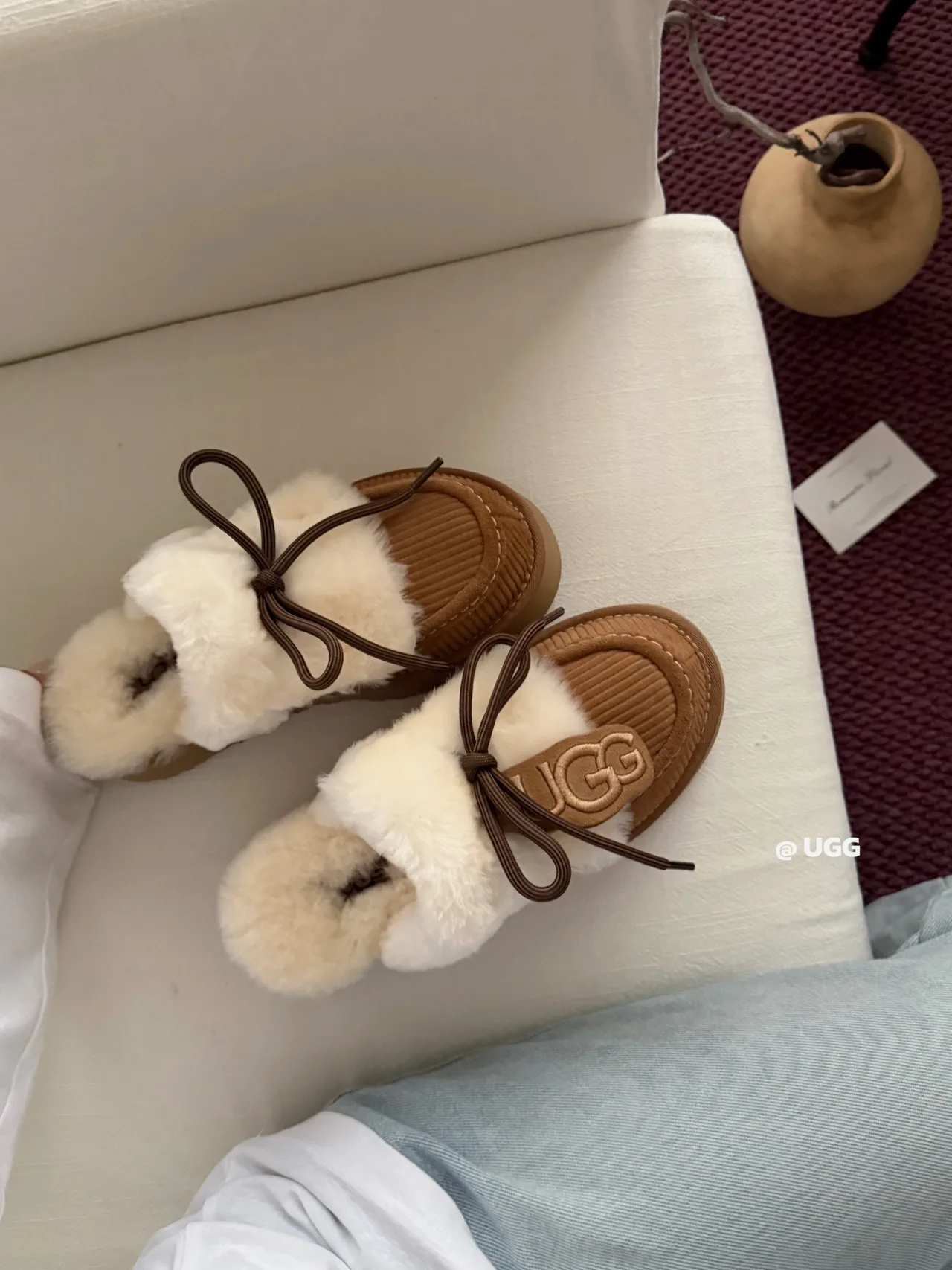 UGG Denim Slippers in Tan · view 2