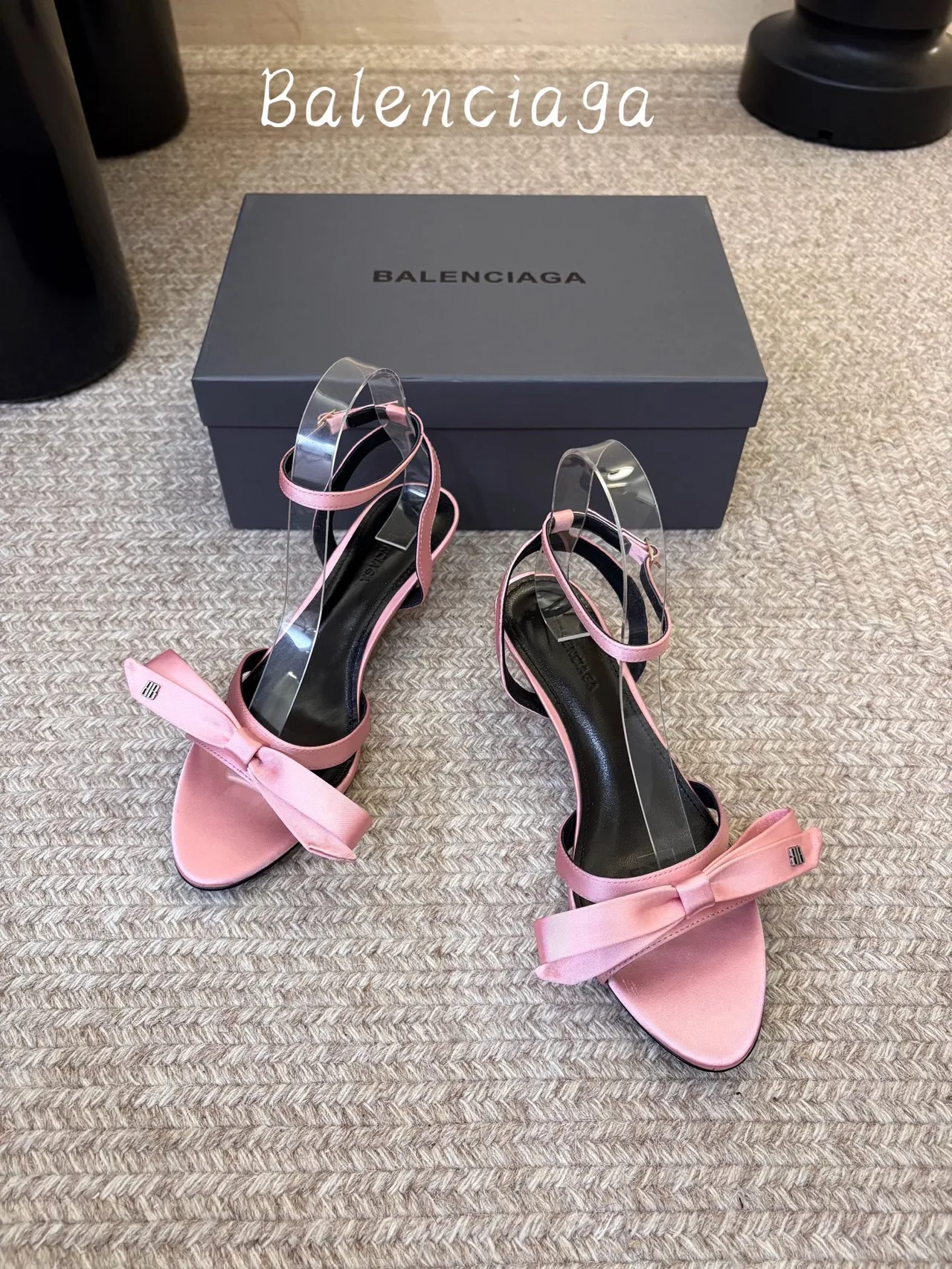 Balenciaga Silk Ankle Strap Sandals in Pink · view 3