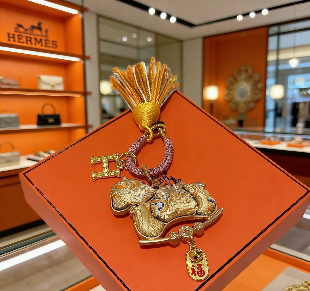 Hermes Smooth Horse Bag Charm in Gold · view 3