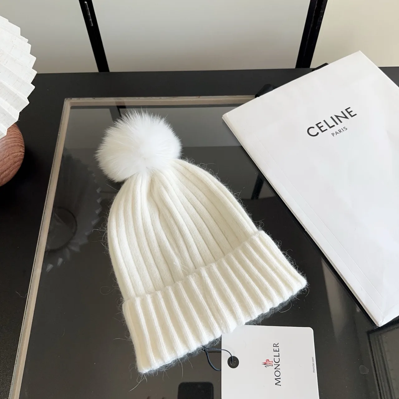 Moncler Beanie in White · view 7