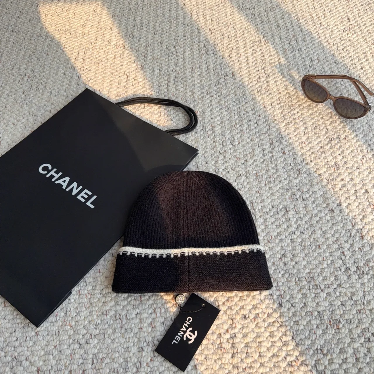 Chanel Contrast-edge CC beanie in Brown & Cream · view 1