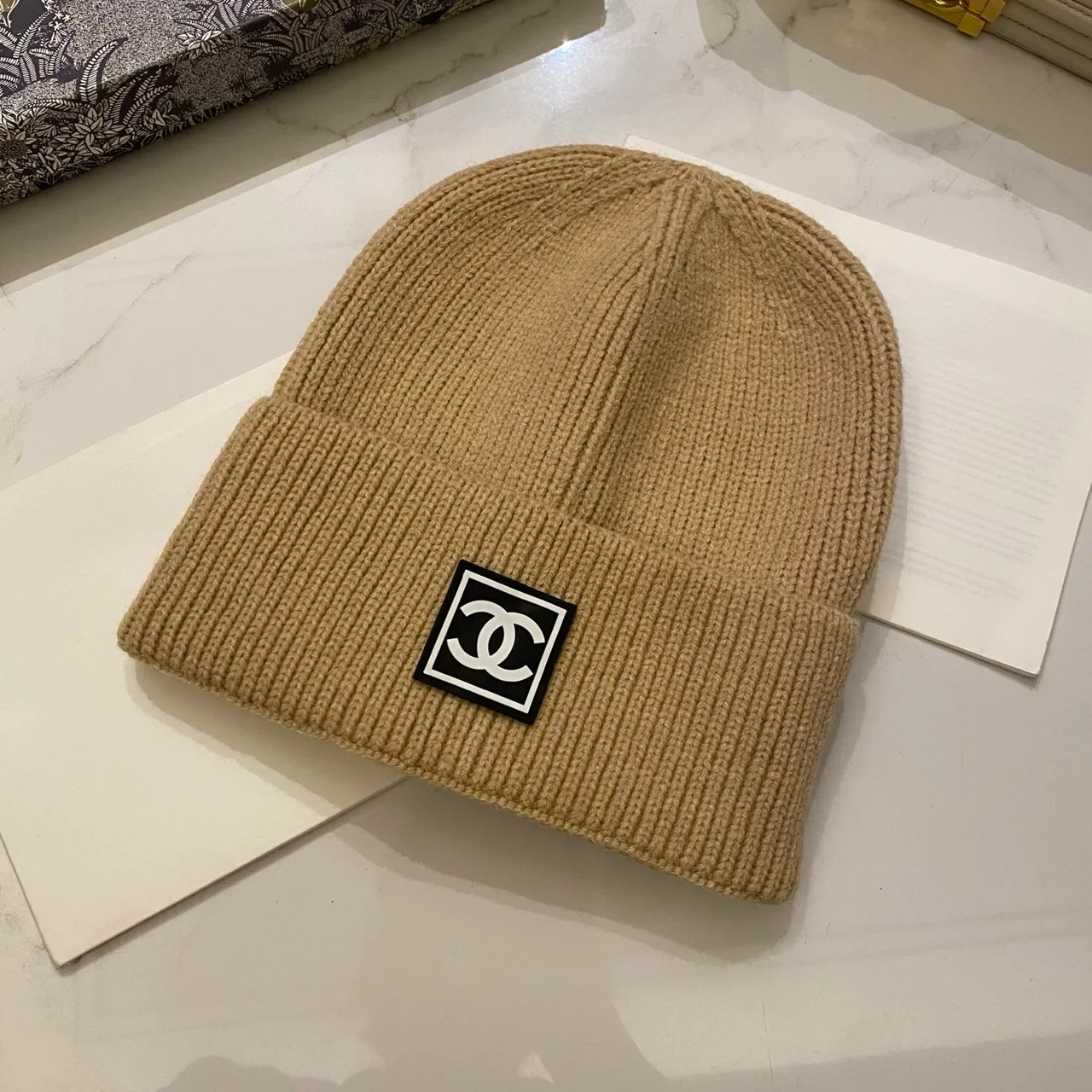 Chanel Beanie in Black & White & Grey & Beige & Tan & Blue & Orange & Yellow & Pink & Burgundy & Red & Brown · view 6