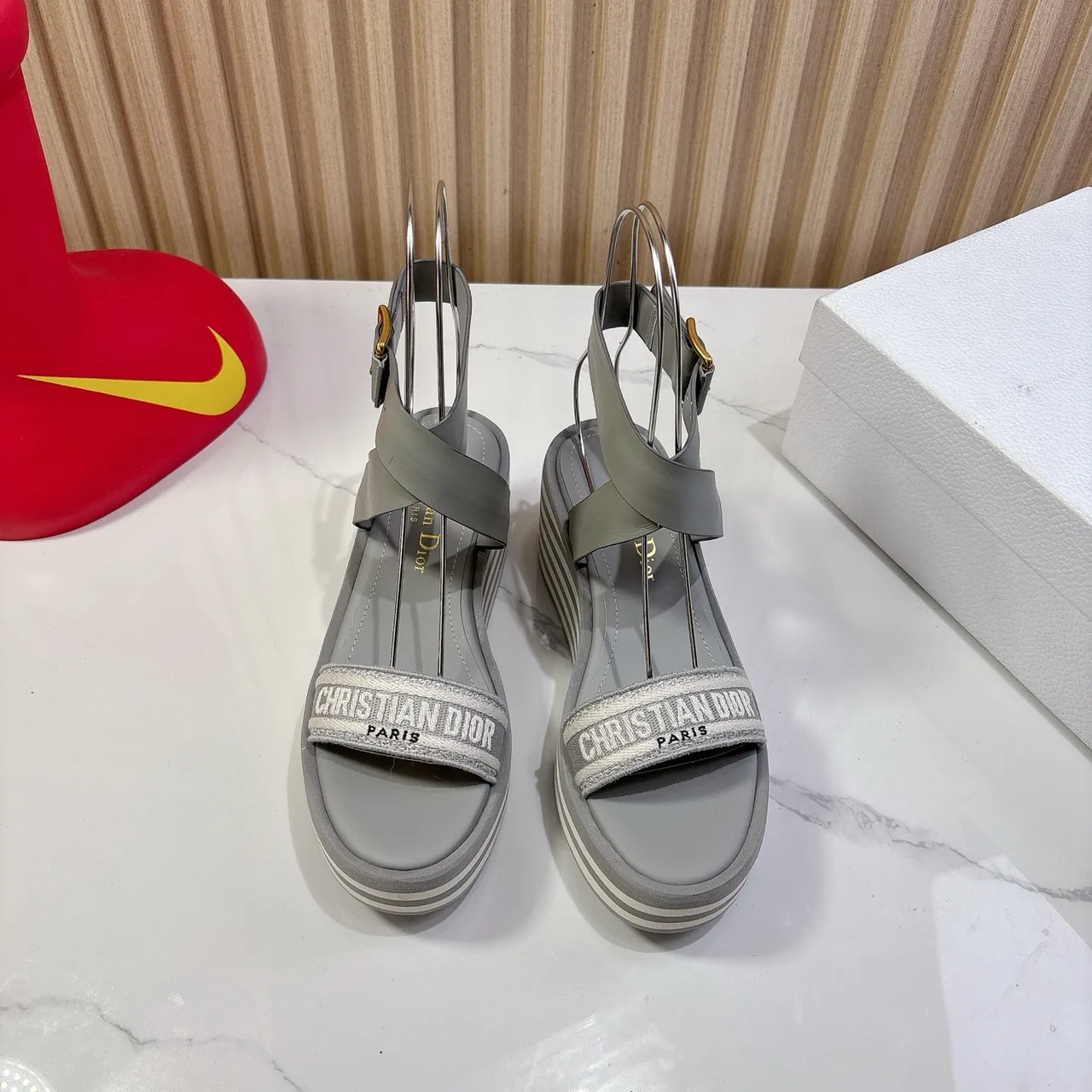 Dior Wedge Sandals in Grey / Black · view 3