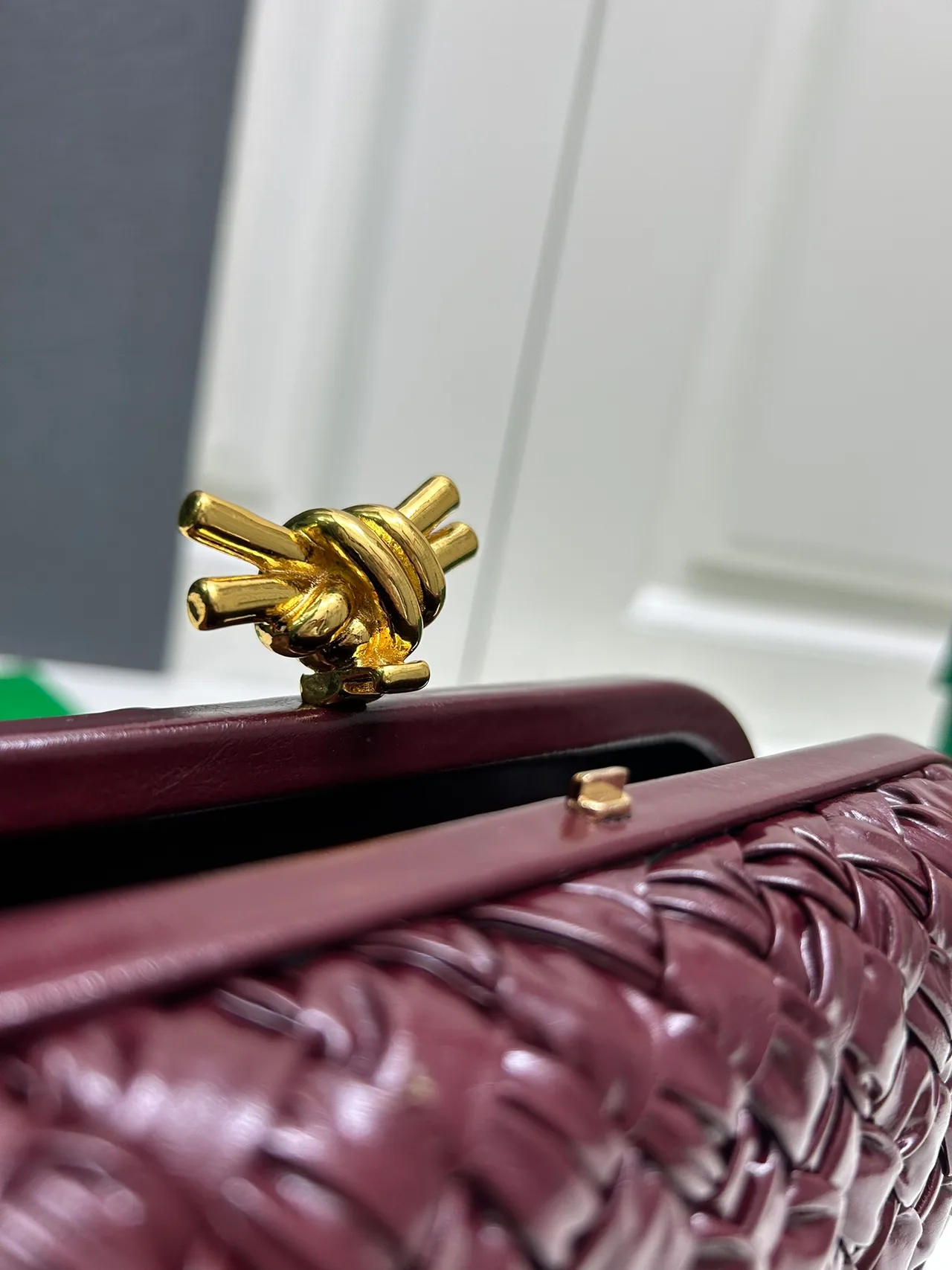 Bottega Veneta Woven Clutch in Burgundy · view 7