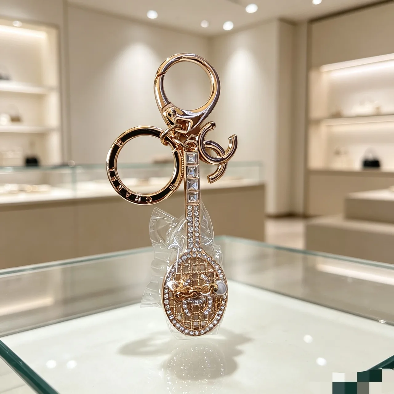 Chanel Tennis Racket Bag Charm in Gold · view 1