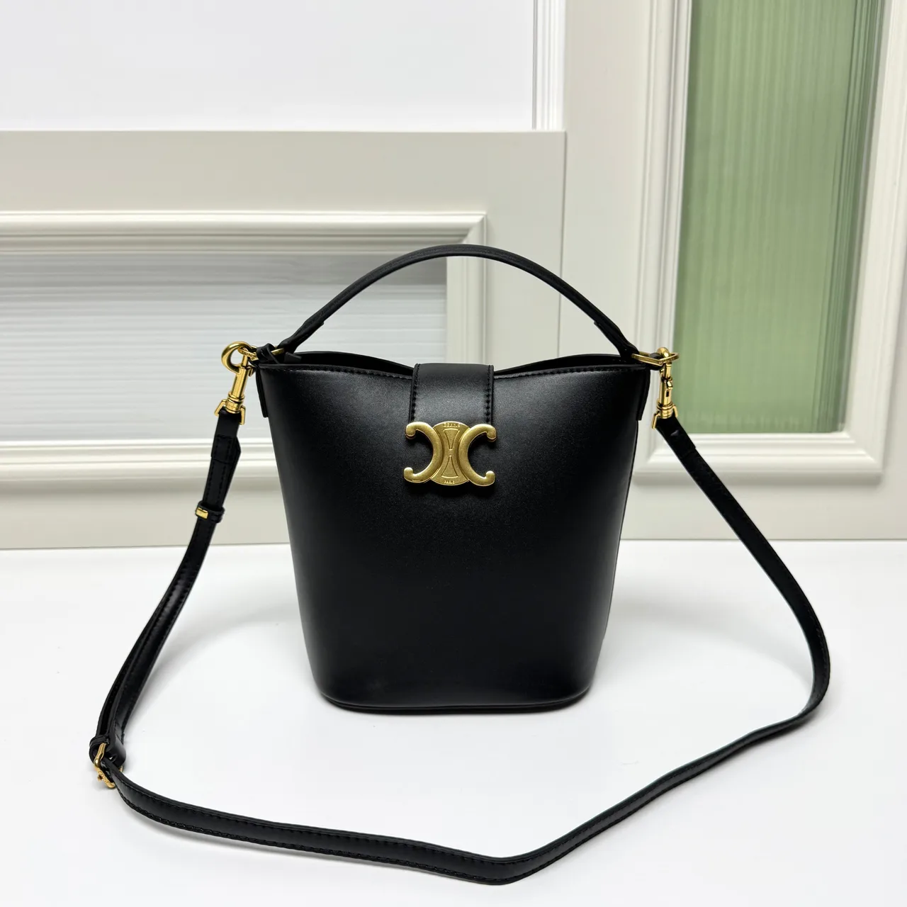 Celine Calfskin Bucket Bag in Black · view 1